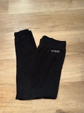 bebe Black Athletic Leggings with Logo